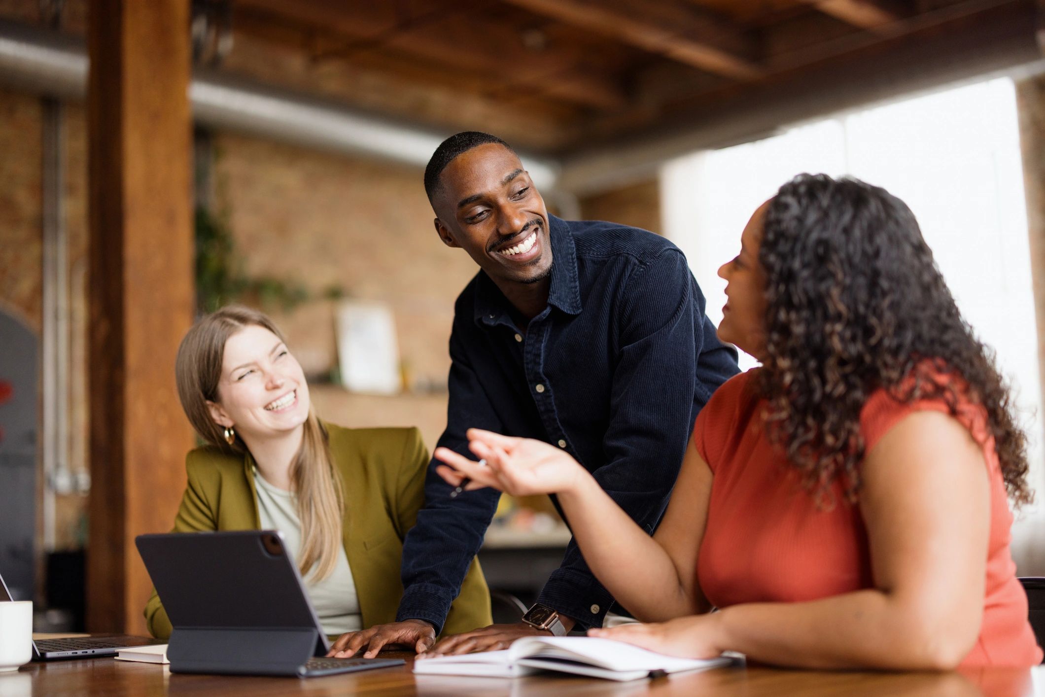 Consulting team in discussion during an office meeting
